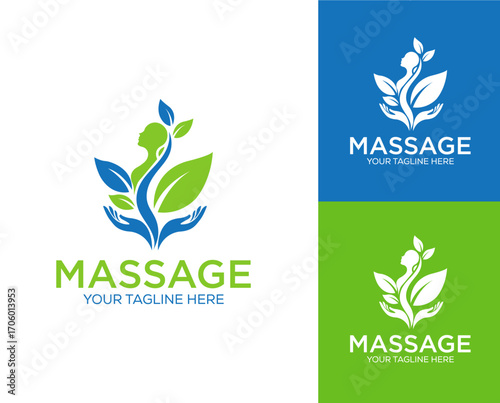 Human body massage spa center logo design