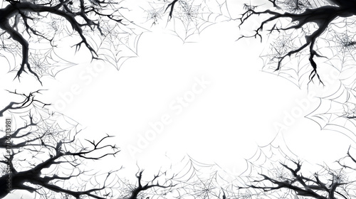 Cobweb background frame vector for spooky design, isolated on white background