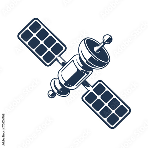 Satellite Illustration for Communications Technology and Space Exploration Concepts Isolated on White Background Cosmic Technology and Future Innovations