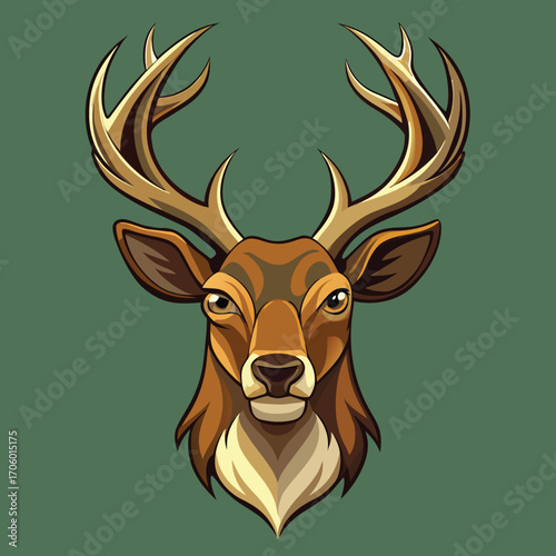 Majestic deer head with antlers illustration for wildlife and nature designs