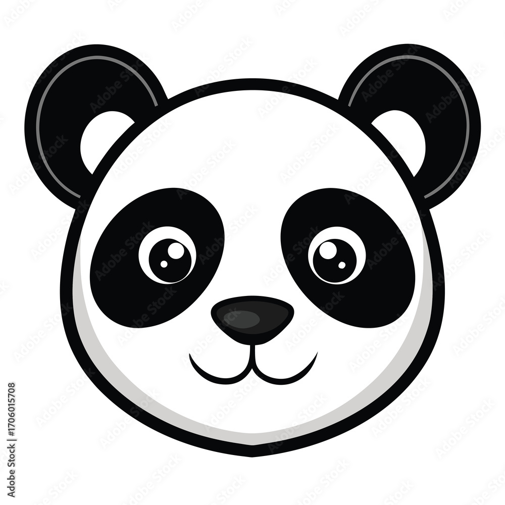 Fototapeta premium Charming black and white panda face illustration with a playful expression