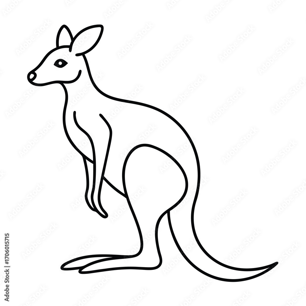 Naklejka premium Minimalist outline illustration of a kangaroo in a simple clean vector design style