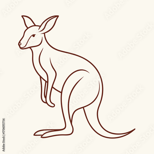 Minimalist outline illustration of a kangaroo in a simple clean vector design
