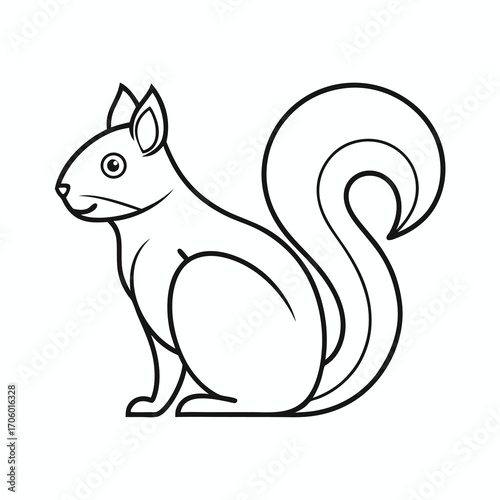 Minimalist single line drawing of a squirrel in profile clean and modern illustration style