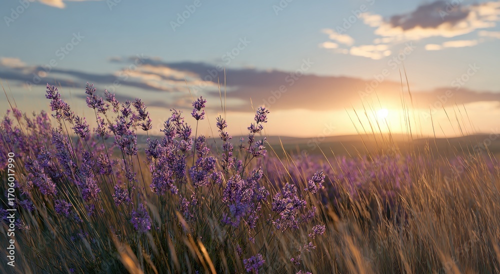 Obraz premium Lavender field at sunset (1)
