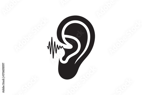 Human Ear with Sound Wave Silhouette Design