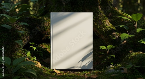 Fototapeta blank book mockup in the forest nature concept