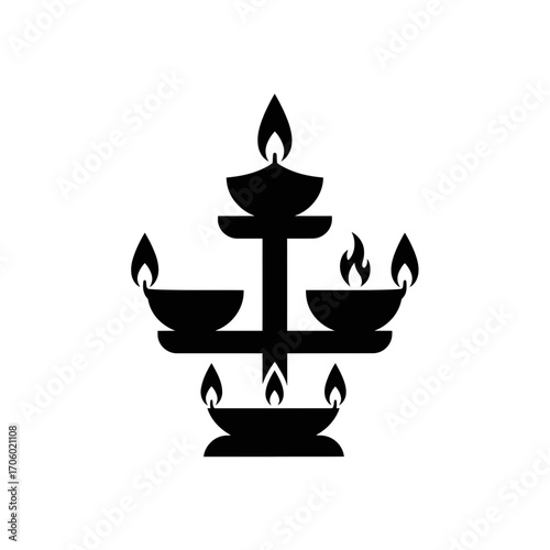 Vector art of elegant diya lamp, a symbol of diwali, radiating light and warmth, perfect for festive decorations and spiritual celebrations