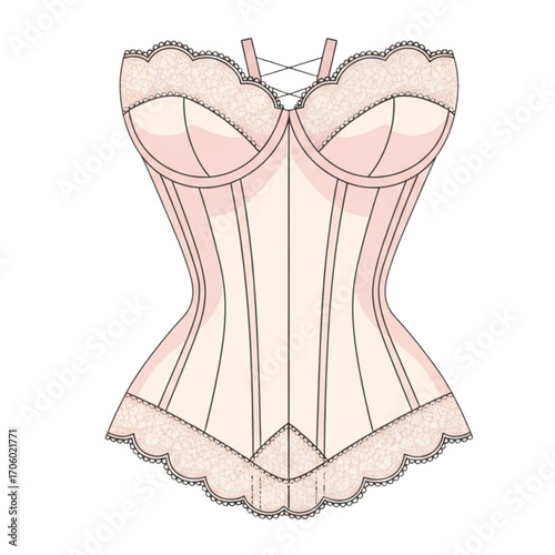 An isolated pink woman's fashion dress with elegant lace and cloth, suitable for a wedding or summer event