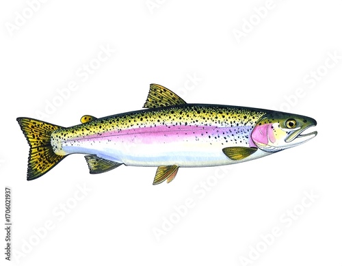 Detailed illustration of a rainbow trout