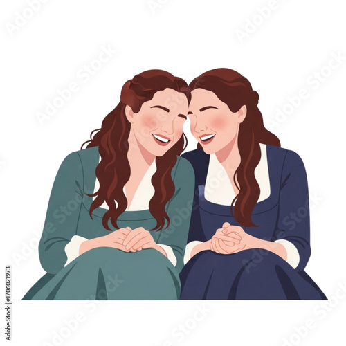 Pride and Prejudice Sisters Portrait in Pastel Regency Dresses
