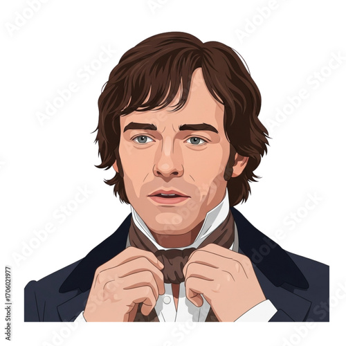Mr. Darcy in Classic Regency Suit Minimalist Flat Vector Style