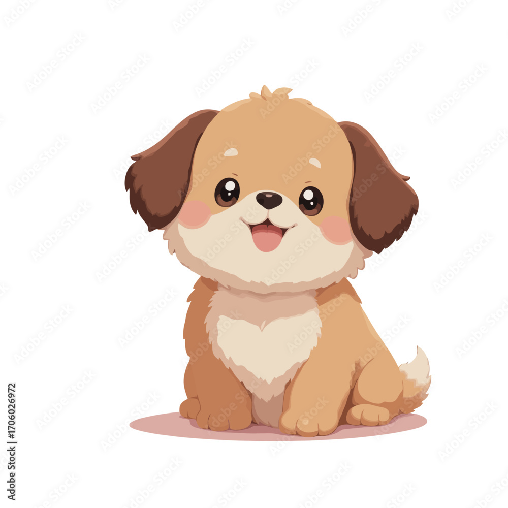Fototapeta premium cute puppy sitting on the white background