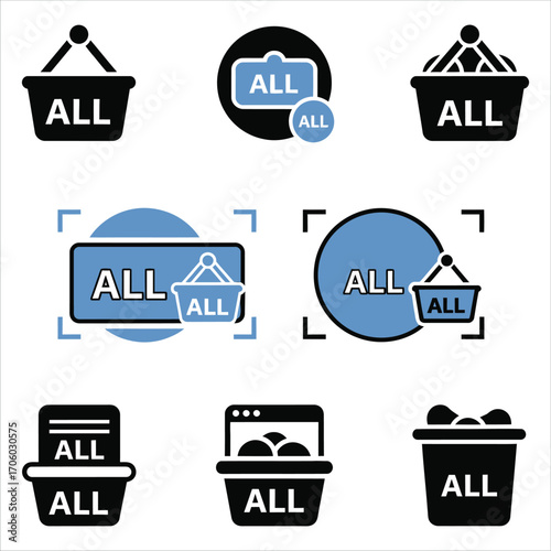 Collection of shopping cart and all icons for e commerce and retail
