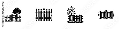 Modern Minimalist Fence Icon, Flat Silhouette of a Yard Barrier Vector for Architecture and Outdoor Illustration Design