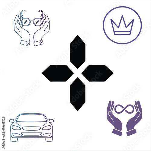 Abstract symbols representing health wealth and love