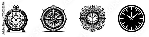 Modern Minimalist Clock Icon, Flat Silhouette of a Timepiece Vector for Home Interior Illustration Design