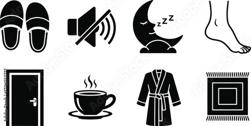 Relaxation and sleep icons set vector illustration for sleep aid