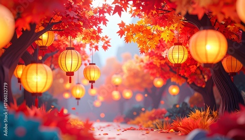 Autumn Festival Lanterns in Japan