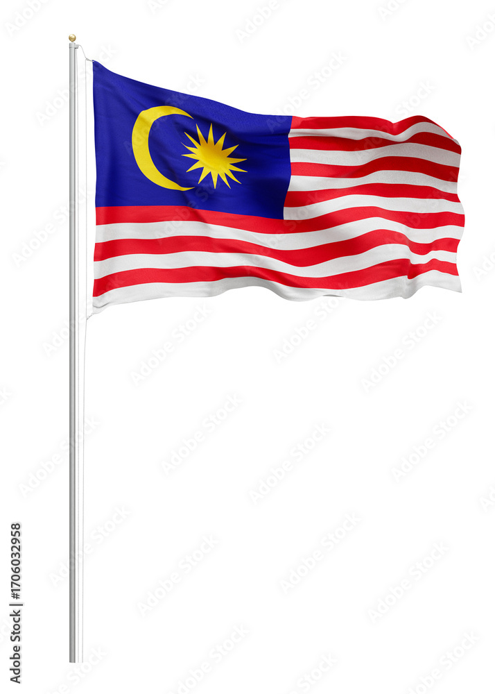 Fototapeta premium Png flag of Malaysia collage element, transparent background