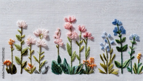 Wallpaper Mural Embroidered floral border on fabric Torontodigital.ca