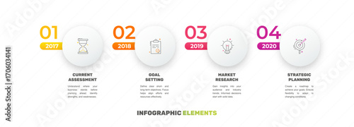 Vector template circle infographics. Business concept with 4 options and parts. Four steps for content, flowchart, timeline, levels