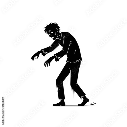 Vector art of silhouette of a zombie walking, a spooky and undead creature for halloween or horrorthemed designs and illustrations
