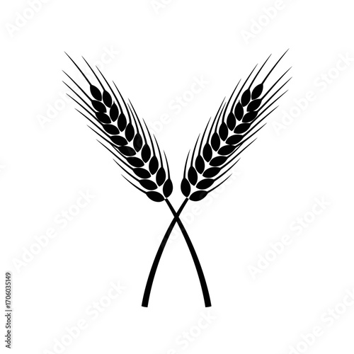 Vector art of two crossed wheat ears, , a symbol of agriculture, harvest, and prosperity in a simple and elegant design