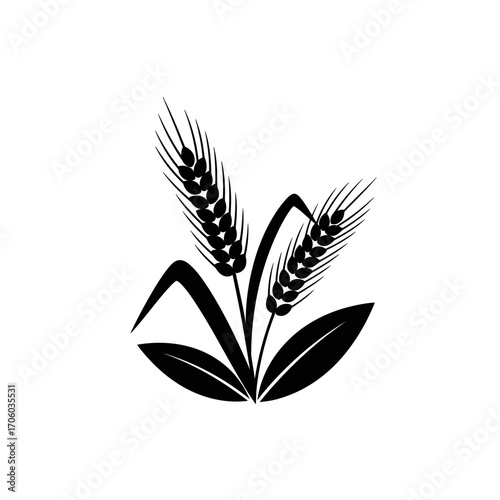 Vector art of two wheat ears, representing agriculture, harvest, and the bounty of nature, ideal for food and farming related designs