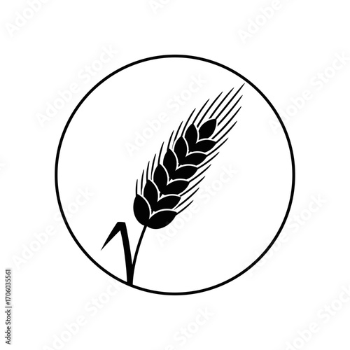 Vector art of single wheat ear in circle, a simple yet elegant representation of agriculture, harvest, and natural bounty