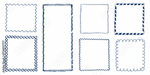Collection of hand drawn decorative frames and borders in various styles and shapes