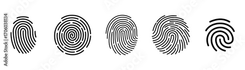Set fingerprint scanning icon sign. Fingerprint scanning icon sign vector.