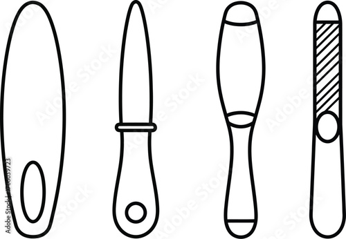 Manicure pedicure tools set nail care equipment vector outline