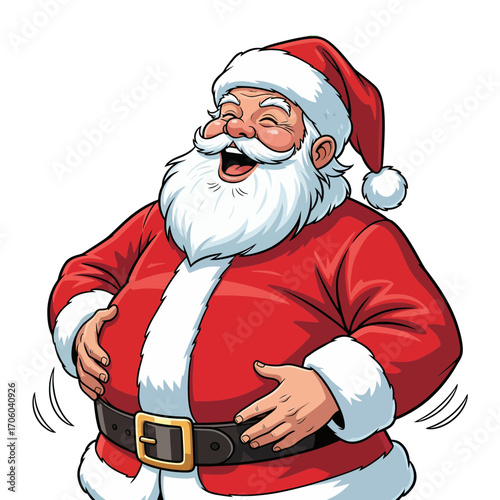 Joyful Santa Claus Celebrating Christmas Cheer in Festive Illustration Style