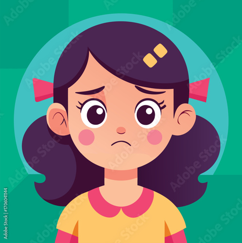 "Puzzled Girl Vector Illustration"