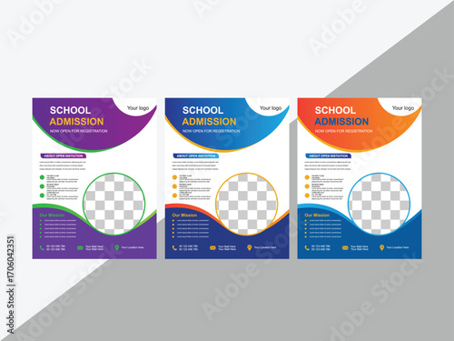 Creative and colorful flyer template for school admission promotion
