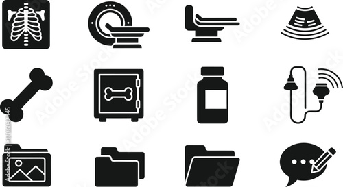 Medical imaging radiology x ray ct scan ultrasound icons vector