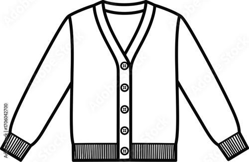 Outline cardigan sweater fashion apparel vector illustration