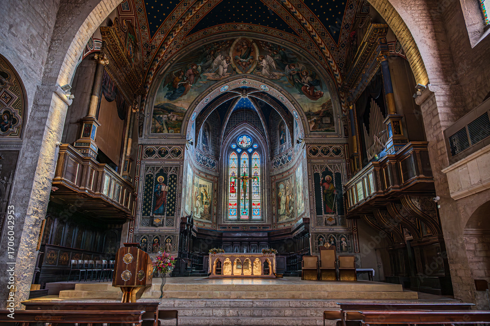 Fototapeta premium The Cathedral of Saints Mariano and Giacomo is the mother church of the Diocese of Gubbio. It is dedicated to Saints Mariano and Giacomo, martyrs of Lambaesi in Numidia.
