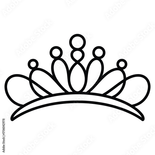 Simple outline drawing of a classic tiara or crown for a princess or queen