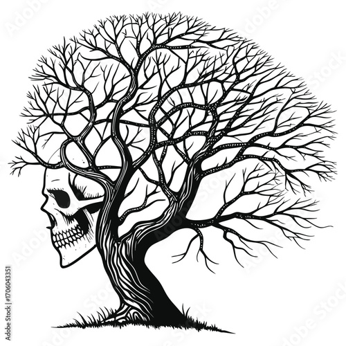 Tree of Life and Death A Symbolic Fusion of Mortality and Nature's Enduring Cycle