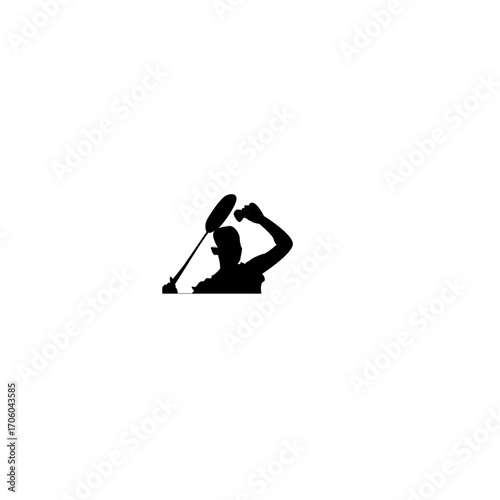 A dynamic silhouette of a badminton player in mid-action, showcasing the sport's athleticism.