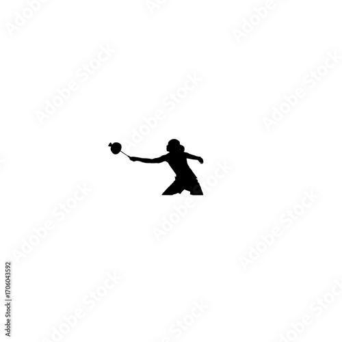 A dynamic silhouette of a badminton player in mid-action, perfect for illustrating athleticism, sport, and competition.