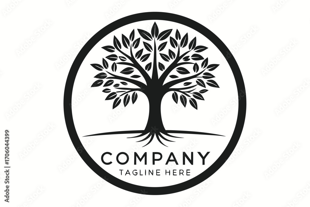 Obraz premium Elegant Tree Logo Design Showcasing Growth and Natural Beauty for a Company Identity