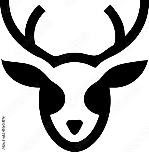 deer antlers, deer head silhouette, black deer horns, deer antler icon, deer head icon, deer logo, wildlife icon, nature icon