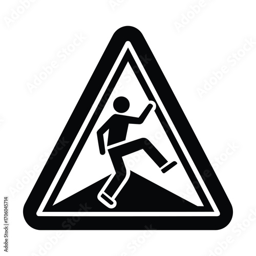 Person Hazard Slip Pictogram Isolated on White Background