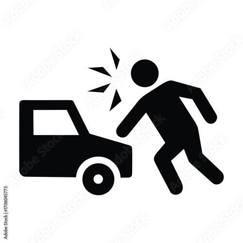 Person Hit by Moving Vehicle Vector Icon Isolated on White Background