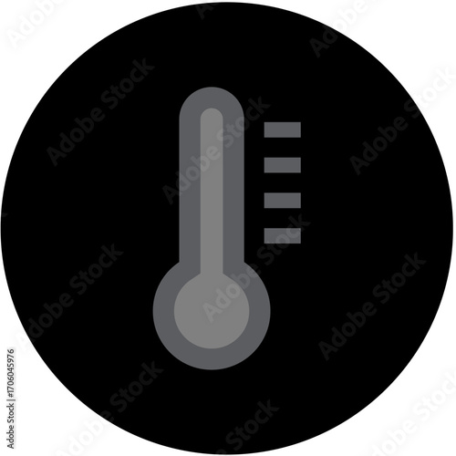Temperature Gauge Icon: A minimalist, clear graphic of a thermometer, simply rendered to convey temperature measurement against a black background.AI.