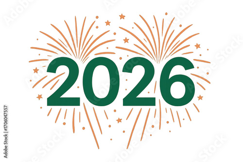 2026 celebrating new year with fireworks on transparent background