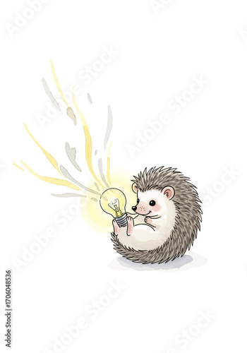 Hedgehog with a Lightbulb A Creative Spark of Inspiration and New Ideas